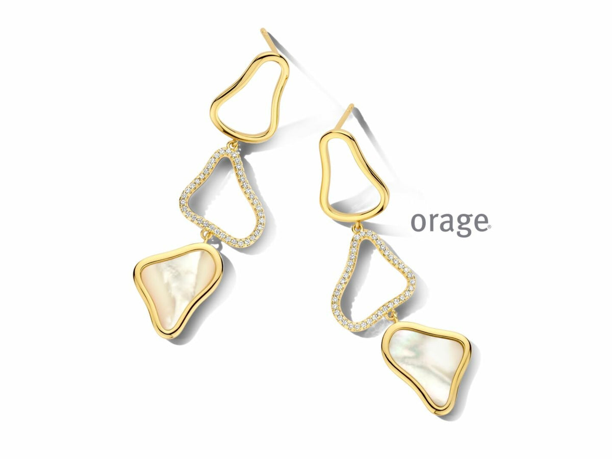 Orage | Boucles d'Oreilles | Plaqué Or | Oxyde de Zirconium | Nacre | BB059