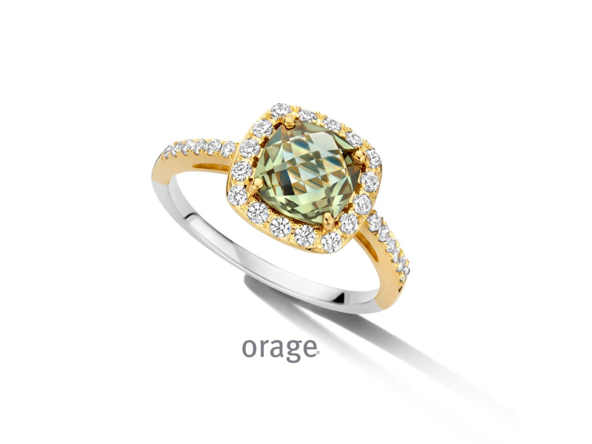 Orage | Bague | Argent | Plaqué Or | Oxyde de Zirconium | Vert | BB176