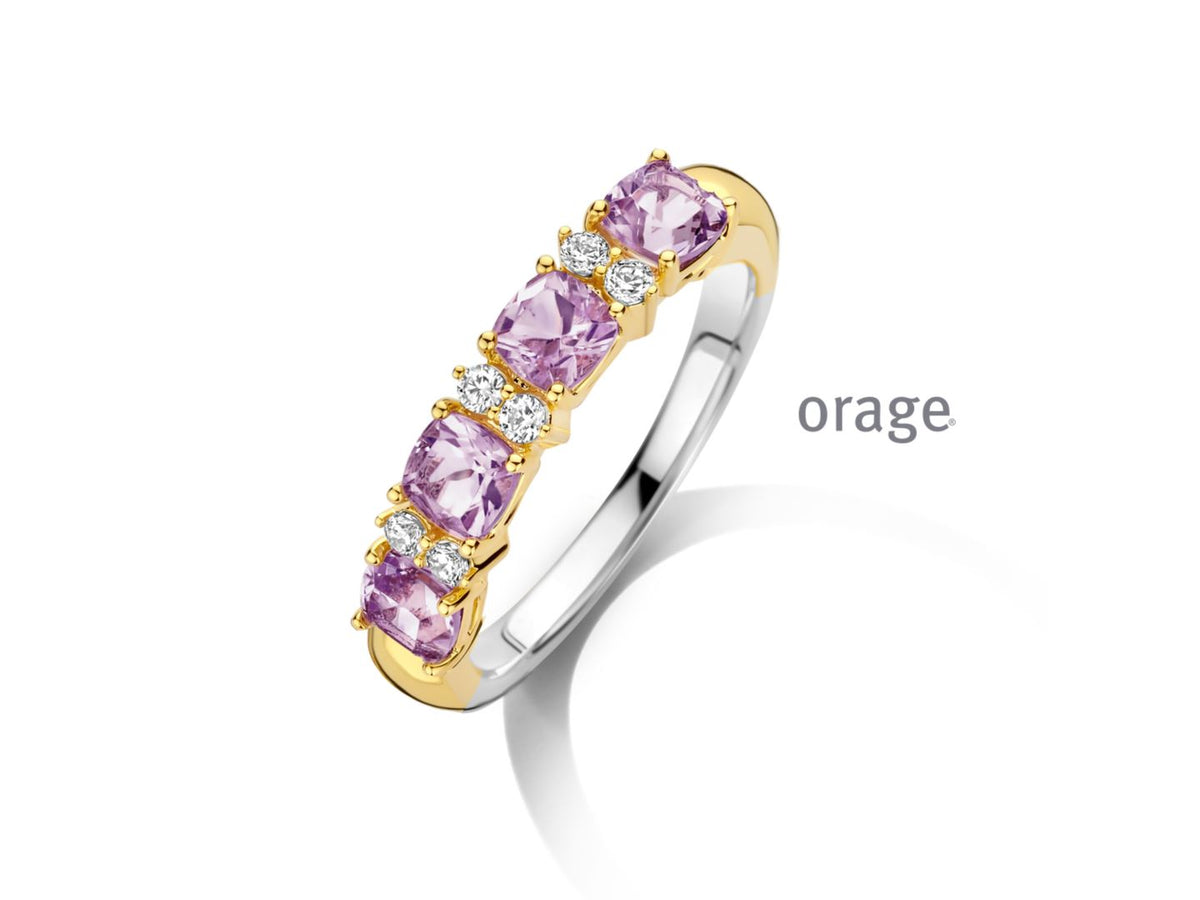 Orage | Bague | Plaqué Or | Oxyde de Zirconium | Mauve | BB015