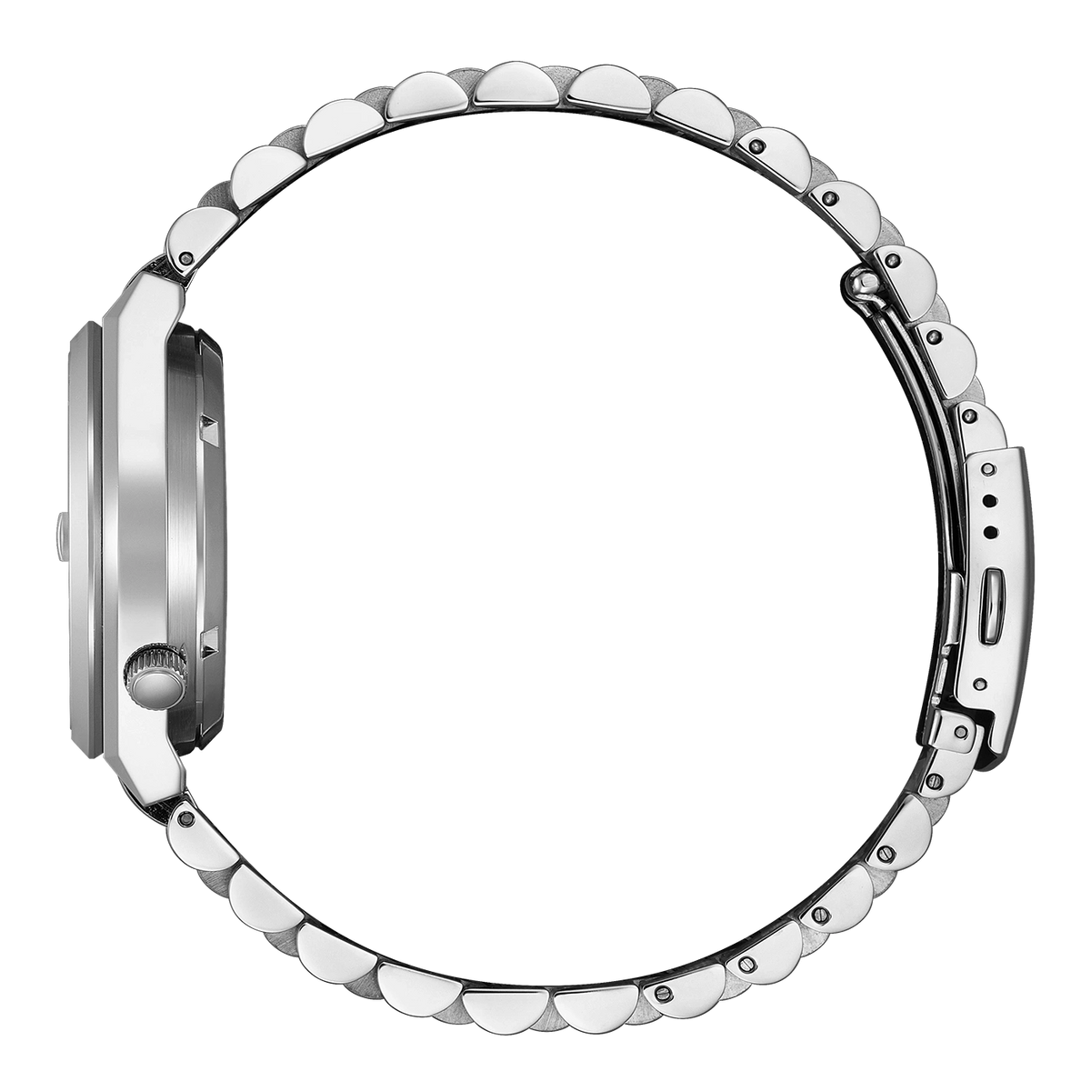 Montre bracelet en argent sur fond noir