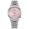Montre Citizen rose avec bracelet en argent et cadran automatique