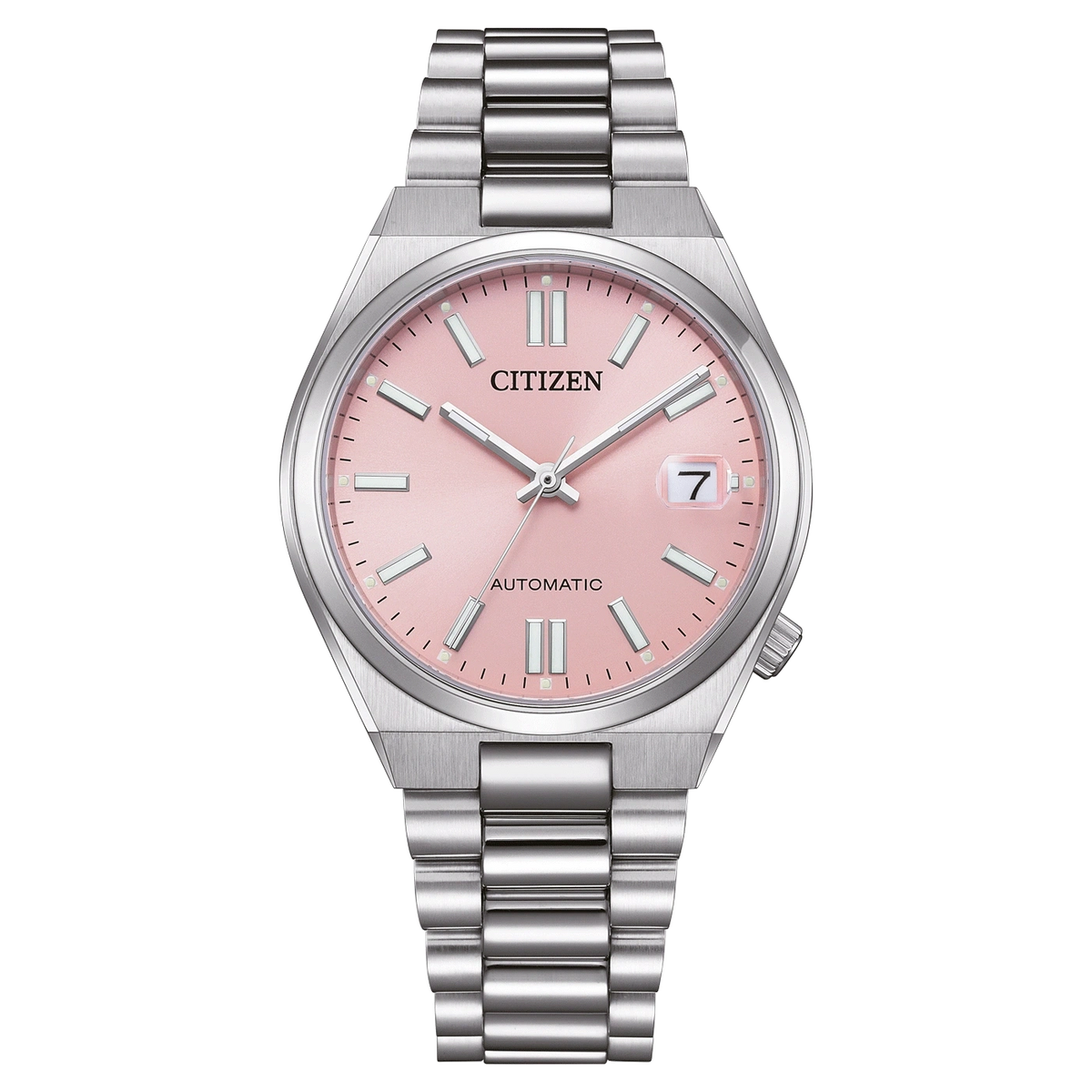 Montre Citizen rose avec bracelet en argent et cadran automatique